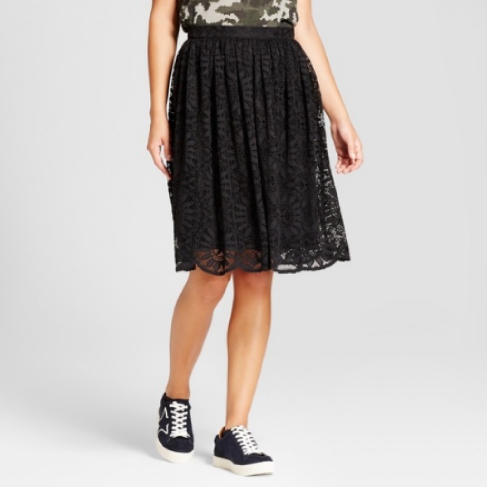 Xhilaration XXL Plus Black Lace Zipper Skirt New❤️